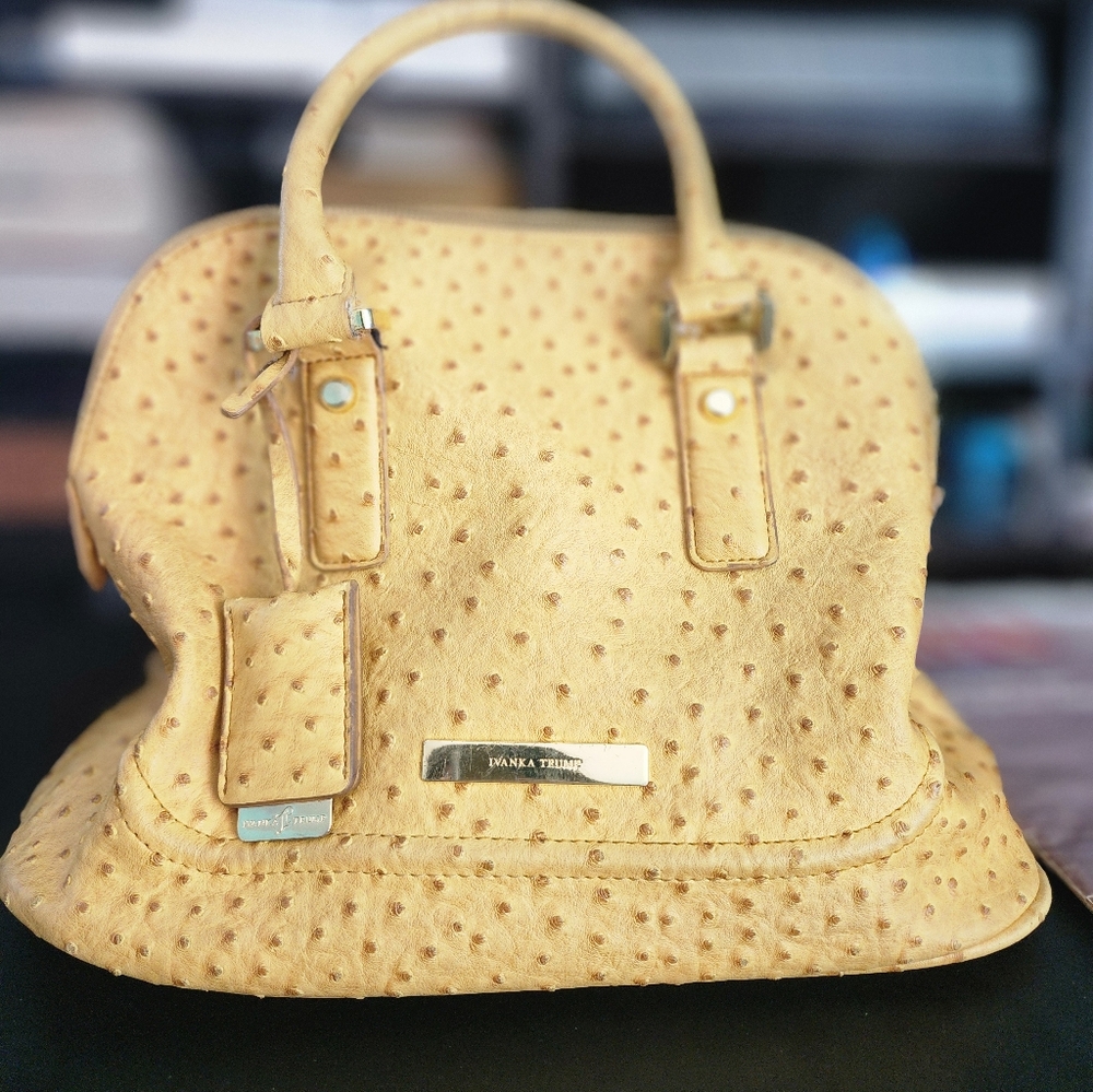 Ivanka Trump collection rare ostrich pattern purse handbag